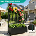 Hochbeet aus Metall mit Spalier und Rädern für Außenbereich, Pflanzkasten mit Entwässerungslöchern für Blumen und Gemüse