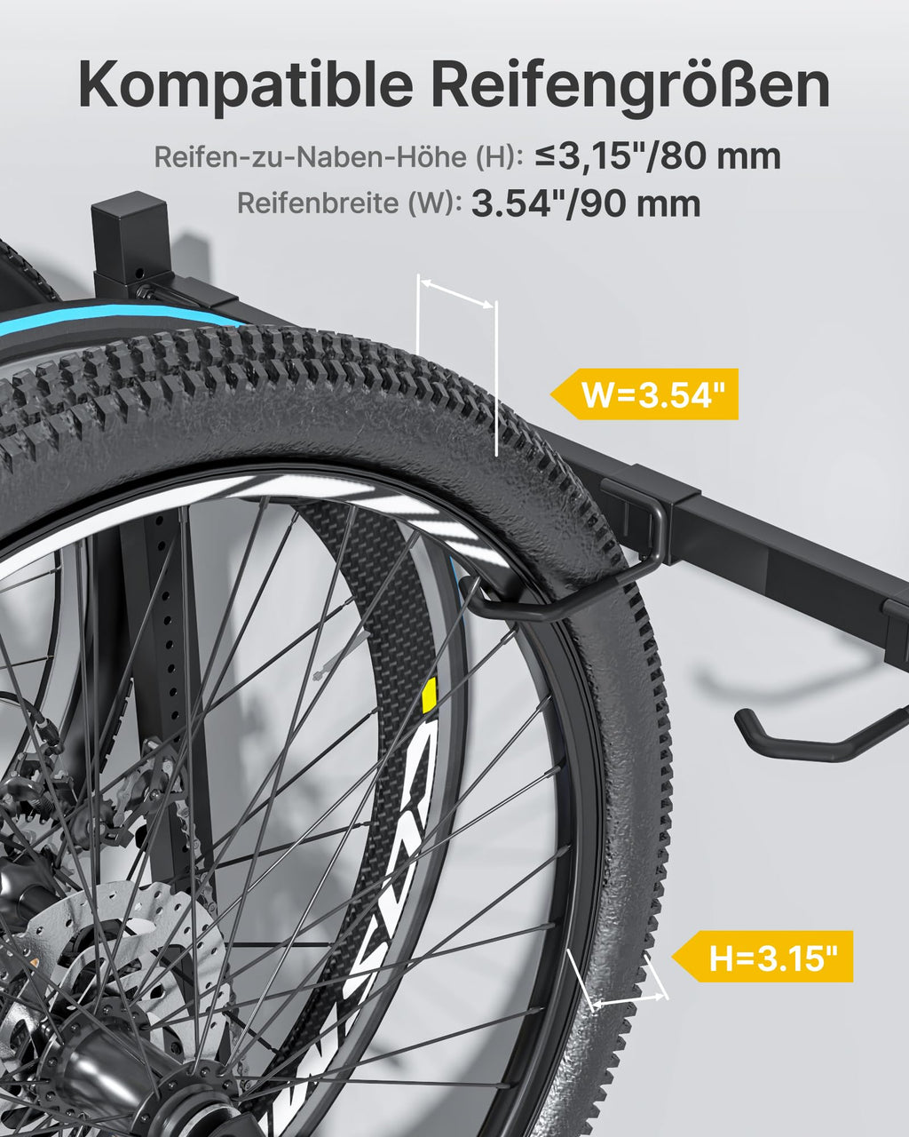 Freistehender Fahrradständer für 5 Fahrräder, Schwerlast bis 160 kg, höhenverstellbar mit Rollen