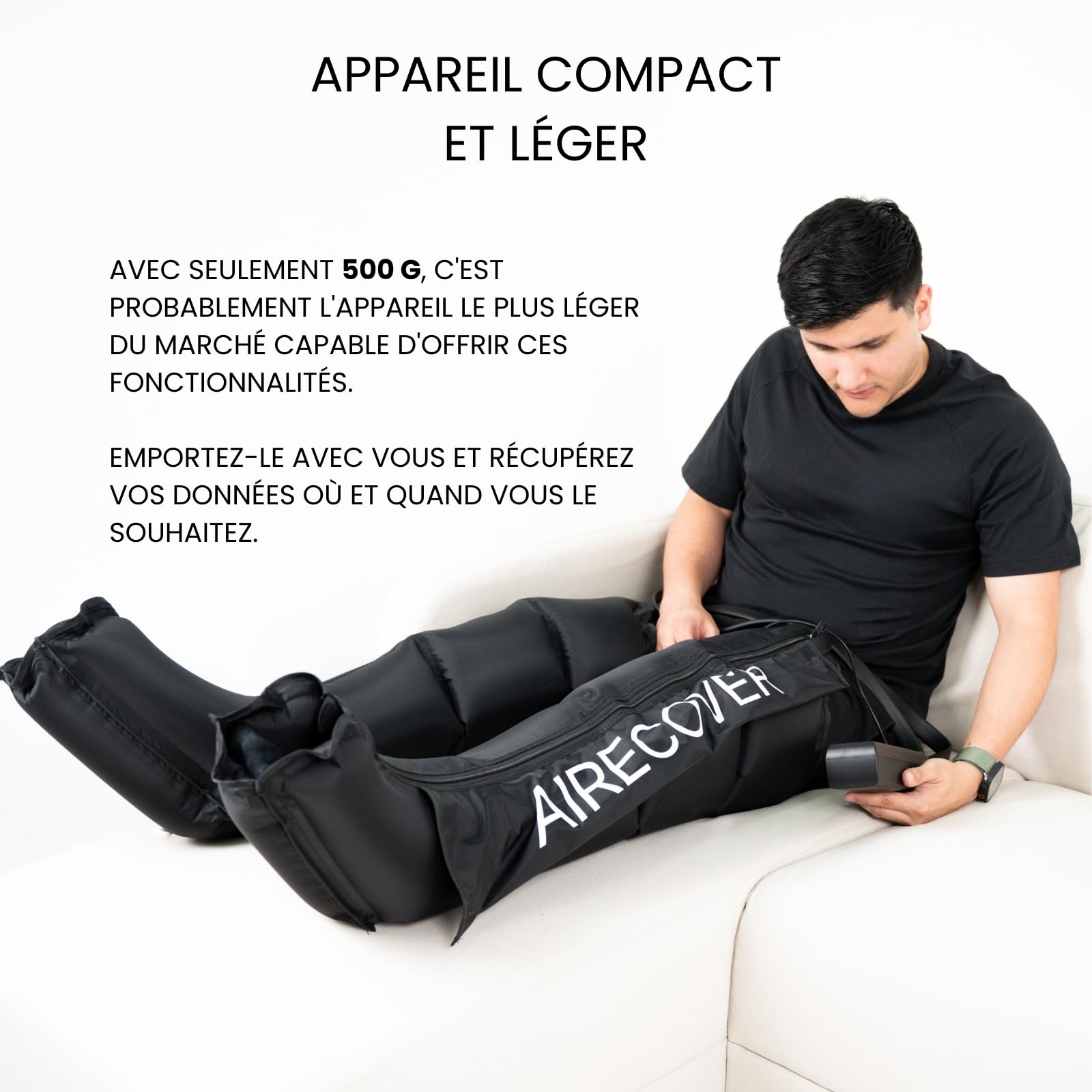 Appareil de pressothérapie jambes et pieds avec 6 modes et 4 chambres compression portable avec sac