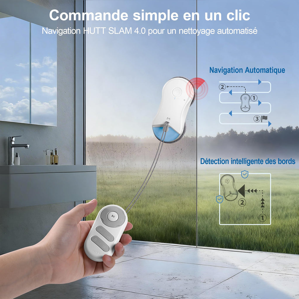 Robot nettoyeur de vitres S55 Pro avec aspiration 6500Pa navigation SLAM 4.0 pulvérisation HydroJet réservoir 80ml