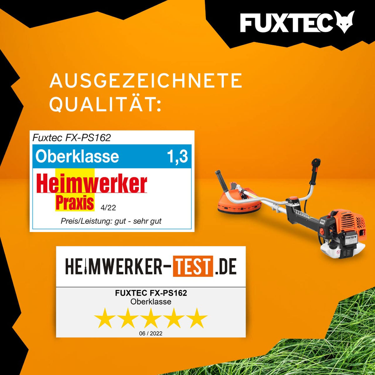 Benzin Motorsense 62 ccm 3,5 PS mit Antivibrationssystem, 2-Takt, 32 cm Schnittbreite, inkl. 3-Zahn-Messer und Doppelfadenkopf