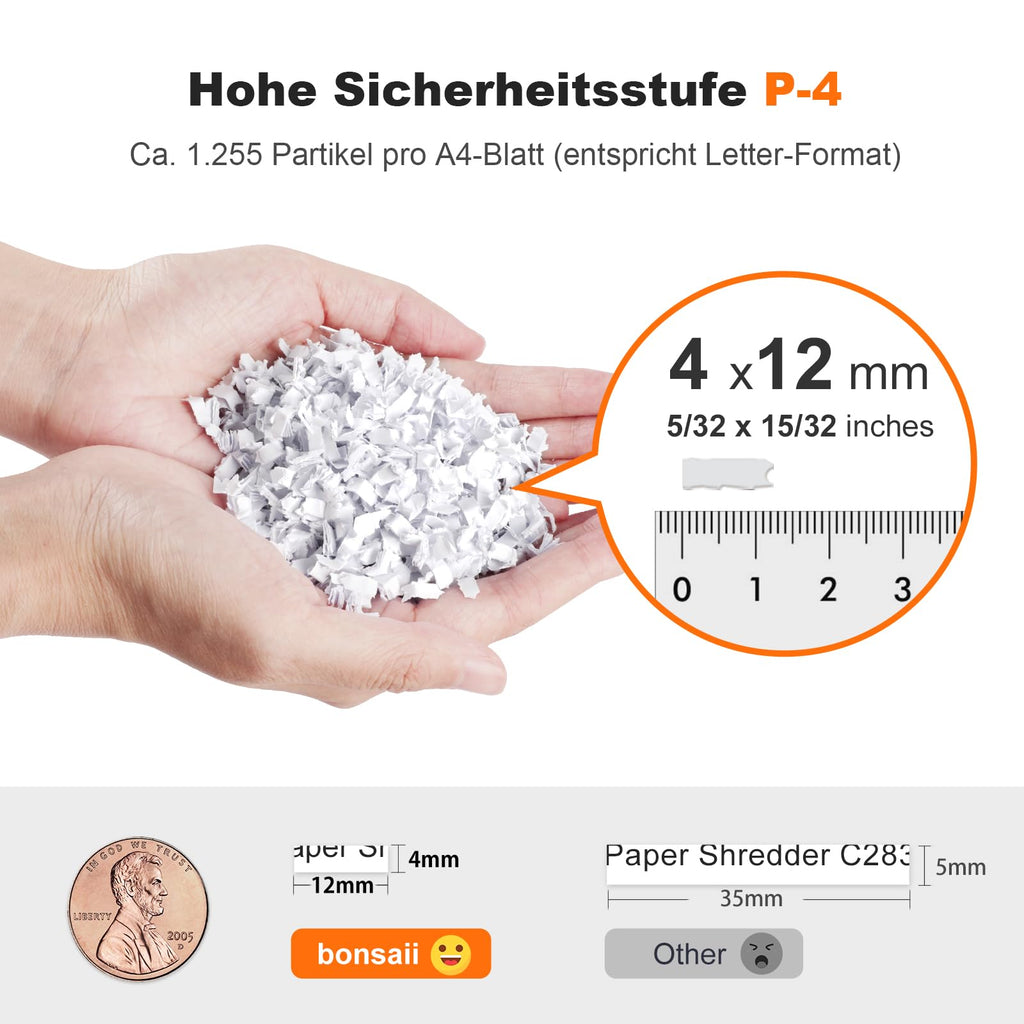 Aktenvernichter mit Auto-Feed für 200 Blatt, P-4 Mikroschnitt, 31 L Behälter, schwarz