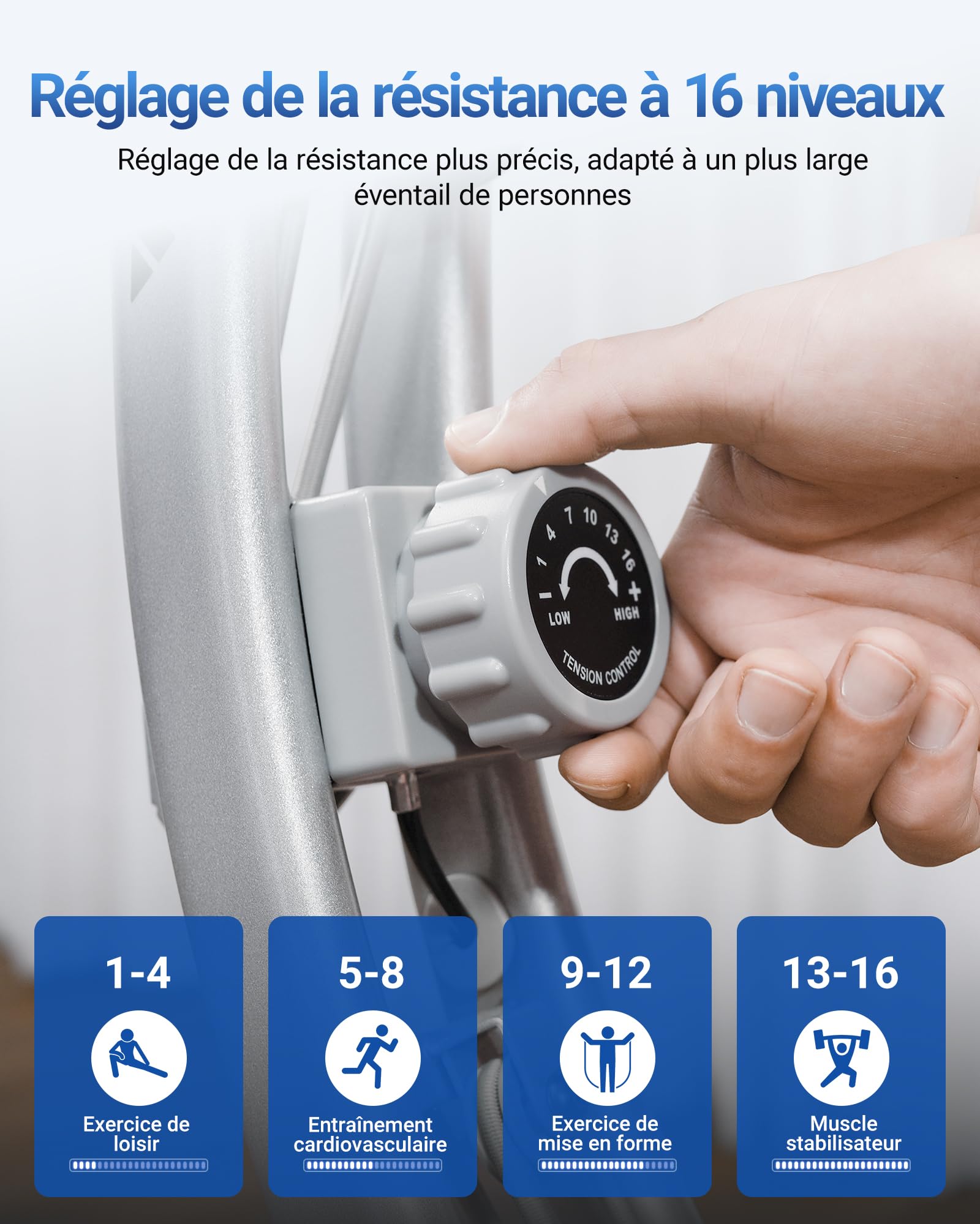 Vélo d'appartement pliable MR-S15H1 résistance magnétique 16 niveaux écran LCD avec application et bande de résistance