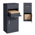 Freistehender Paketbriefkasten XXL mit Paketfach und Briefkasten, abschließbar, anthrazit, 112 cm hoch, inkl. 2 Schlüssel pro Schloss und Bodendübel