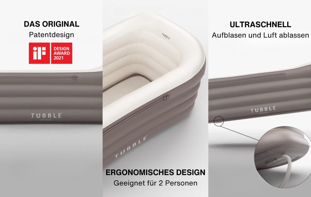 Aufblasbare Badewanne Royale für Erwachsene bis 188 cm, 255 Liter, faltbar für Indoor und Outdoor