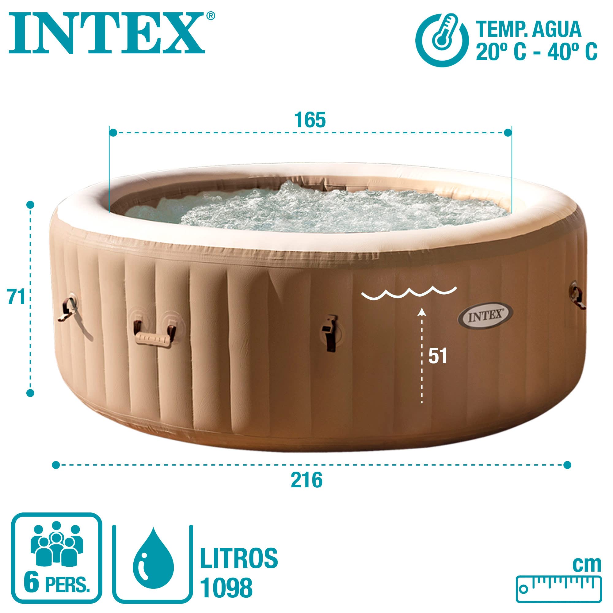 Spa gonflable 6 places Pure Spa Sahara 28428EX avec 140 diffuseurs à bulles panneau de contrôle digital et alimentation électrique 240 V