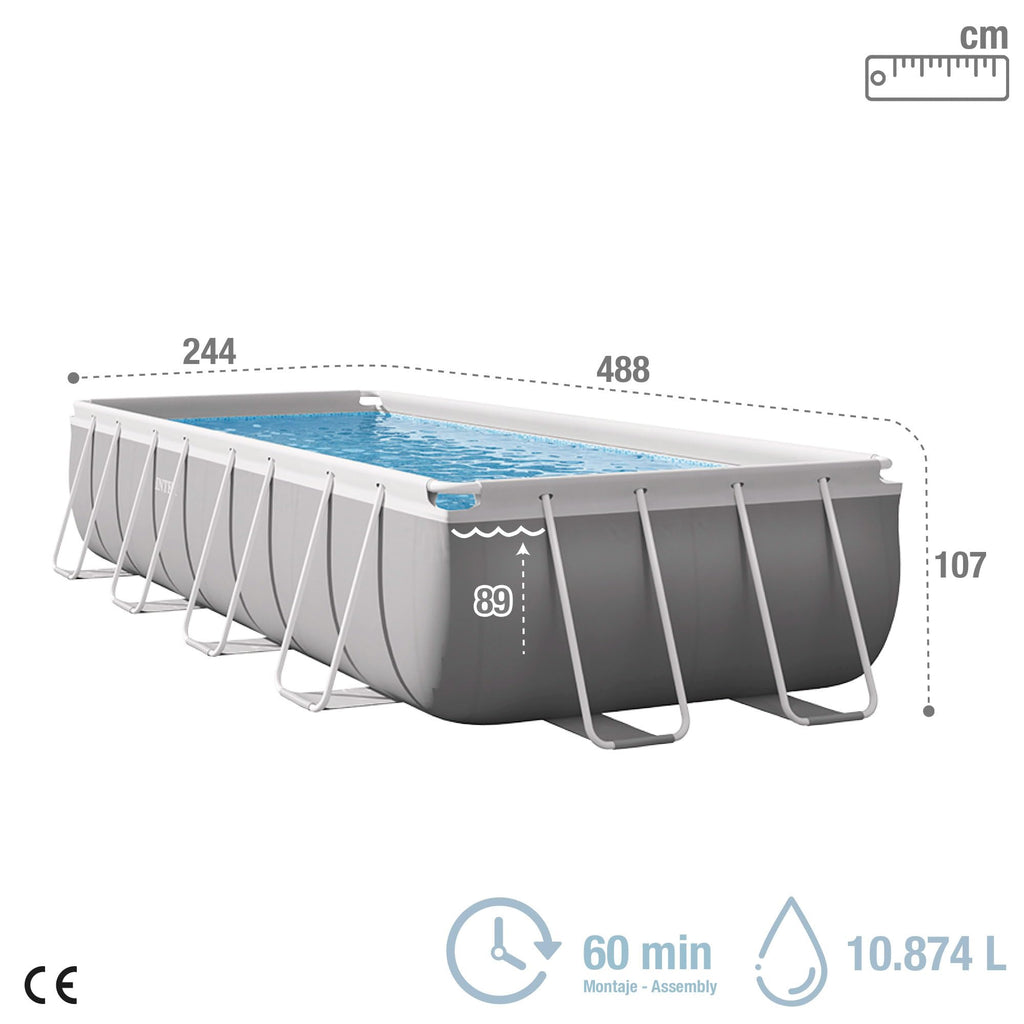 Piscine tubulaire rectangulaire Prism Frame 4,88 x 2,44 x 1,07 m avec épurateur 3,8 m³/h et échelle