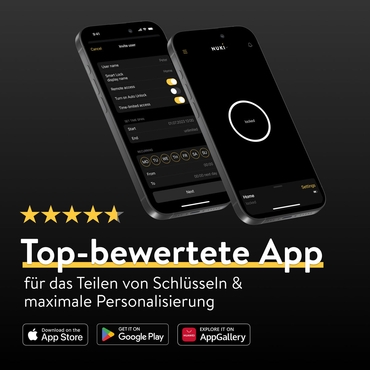 Elektronisches Türschloss Smart Lock Pro mit Bluetooth, WLAN und Matter zum Nachrüsten ohne Zylindertausch
