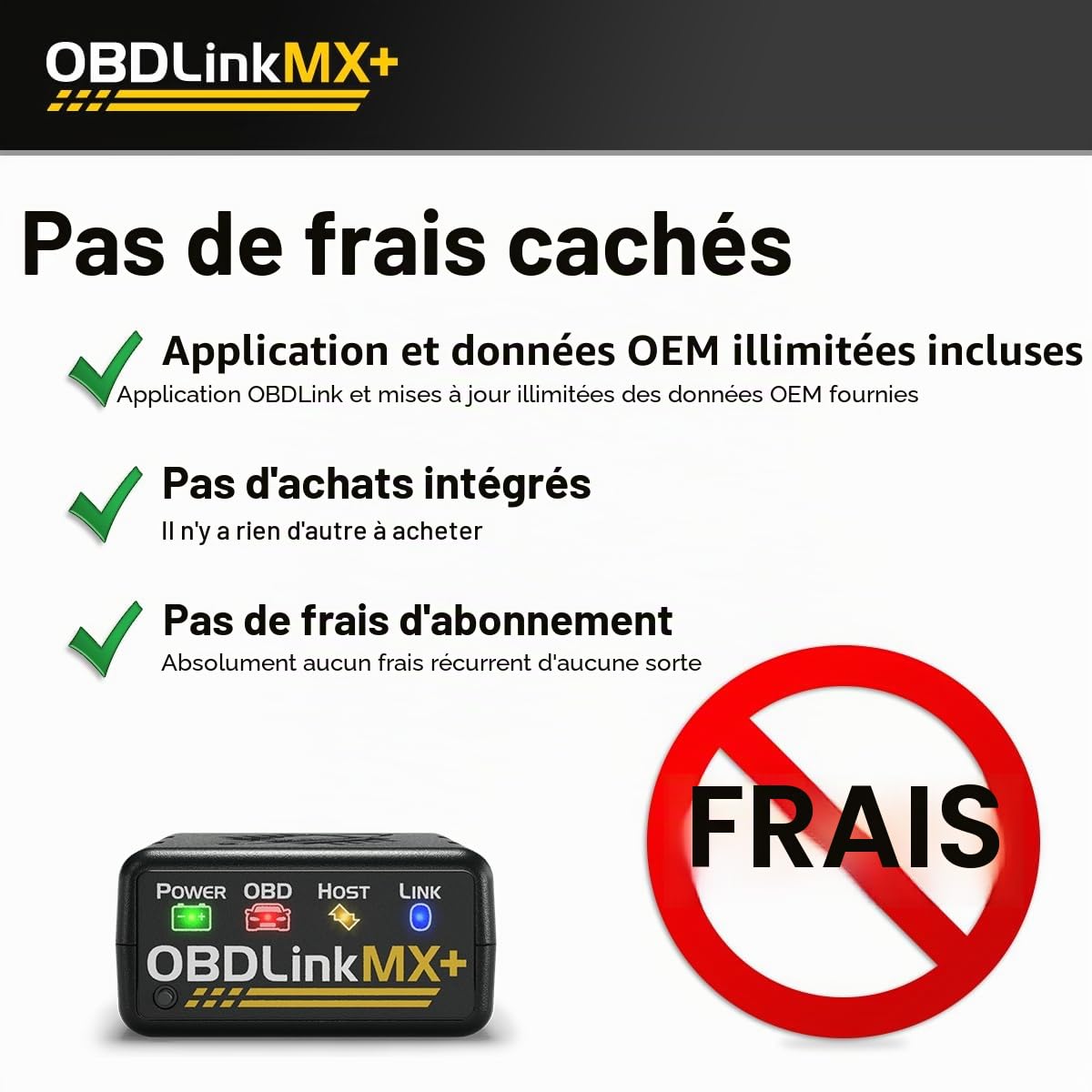 Scanner diagnostic auto OBD2 MX201 compatible iOS Android Windows avec lecture des données en temps réel