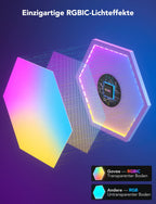 LED Hexagon Wandpaneele RGBIC Gaming Wandleuchten App-Steuerung Musik-Synchronisation Szenenmodi Timer und Sprachsteuerung