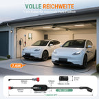 Mobile Wallbox 11 kW mit App-Steuerung, 400 V, 8-16 A, 3-phasig, 7,6 m Typ-2-Ladekabel, IP66, OLED, inkl. Transporttasche und Wandhalterung, schwarz