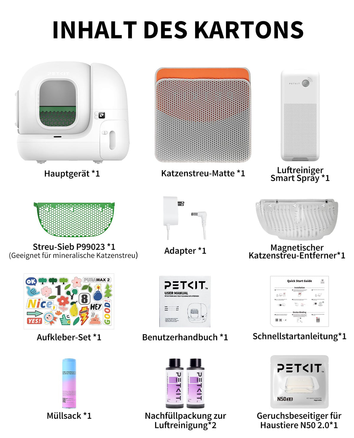 Selbstreinigende Katzentoilette Pura Max 2 mit 76 l und 7 l Abfallbehälter, XSecure Sicherheitssystem sowie App-Steuerung für mehrere Katzen