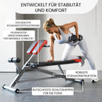 Multifunktionale Hantelbank mit Bauch- und Rückentrainer, 8-fach verstellbar, inkl. Übungsposter