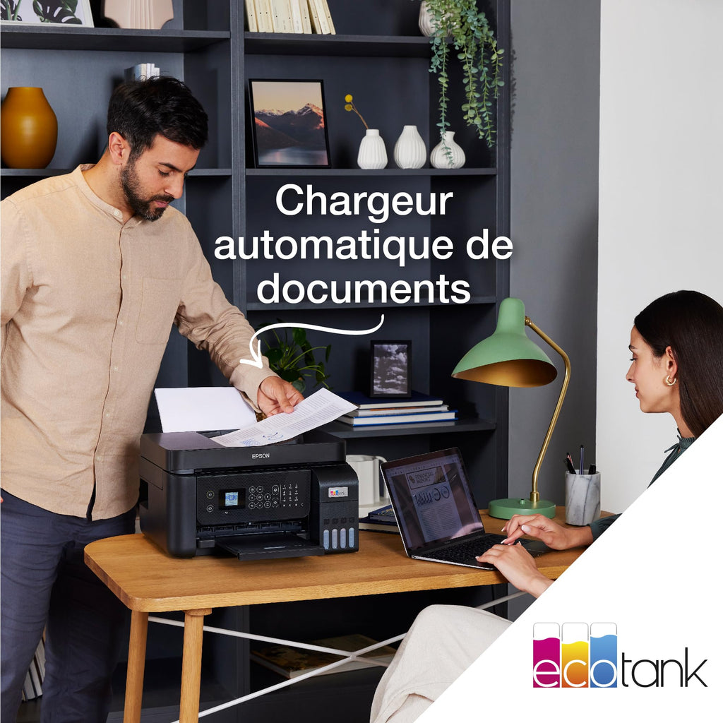 Imprimante multifonction A4 EcoTank ET-4800 Wi-Fi avec réservoirs d'encre chargeur automatique de documents et fonction impression copie scan