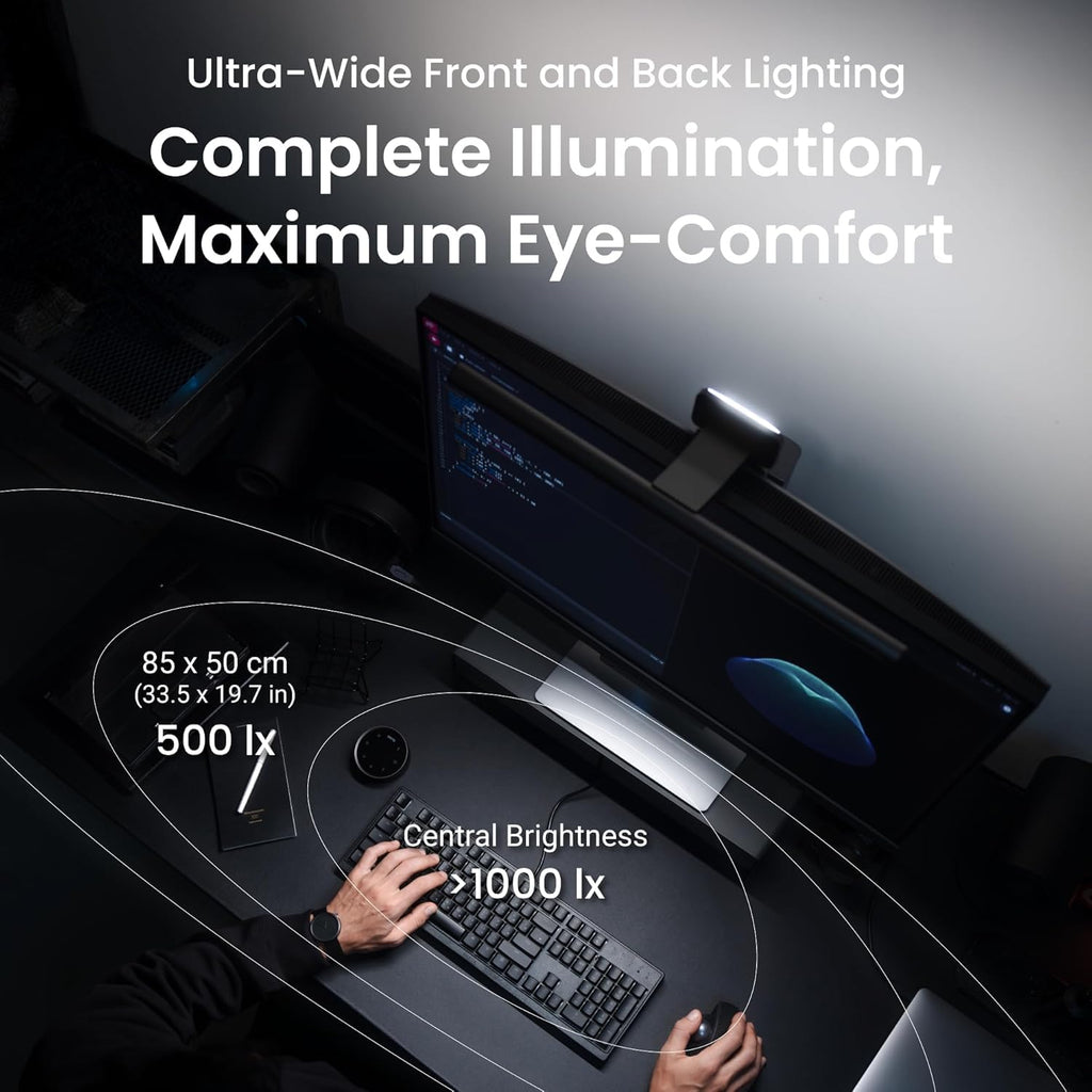 Lampe LED pour écran PC ScreenBar Halo 2 télécommande sans fil luminosité et température de couleur réglables USB