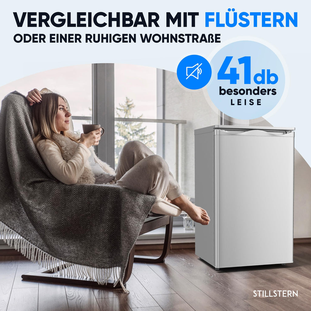 Klein-Gefrierschrank 73 L mit 4-Sterne-Gefrierfach, 3 Fächer und wechselbarem Türanschlag, silber
