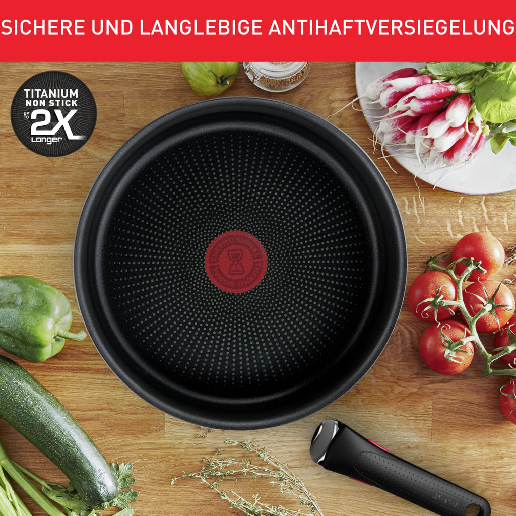 Topf- und Pfannenset 20-teilig mit abnehmbarem Griff, Edelstahl, Induktion, Antihaftversiegelung