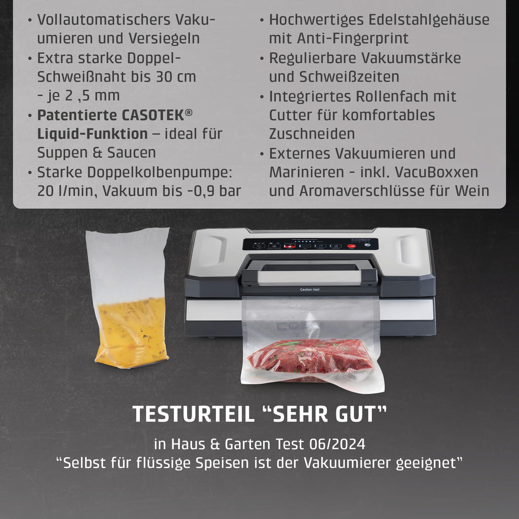 Vakuumierer mit Flüssigkeitsfunktion 30 cm Doppelnaht mit Rollenbox Cutter und Beuteln