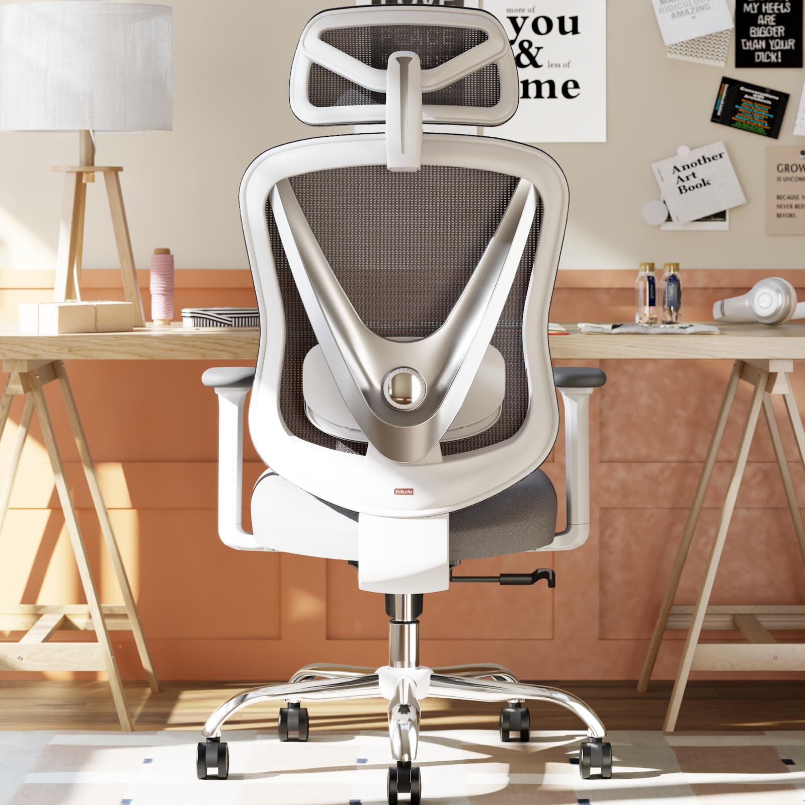 Chaise de bureau ergonomique V Chair Vchair-GR avec support lombaire 3D accoudoirs réglables 3D appui-tête réglable dossier en maille blanc