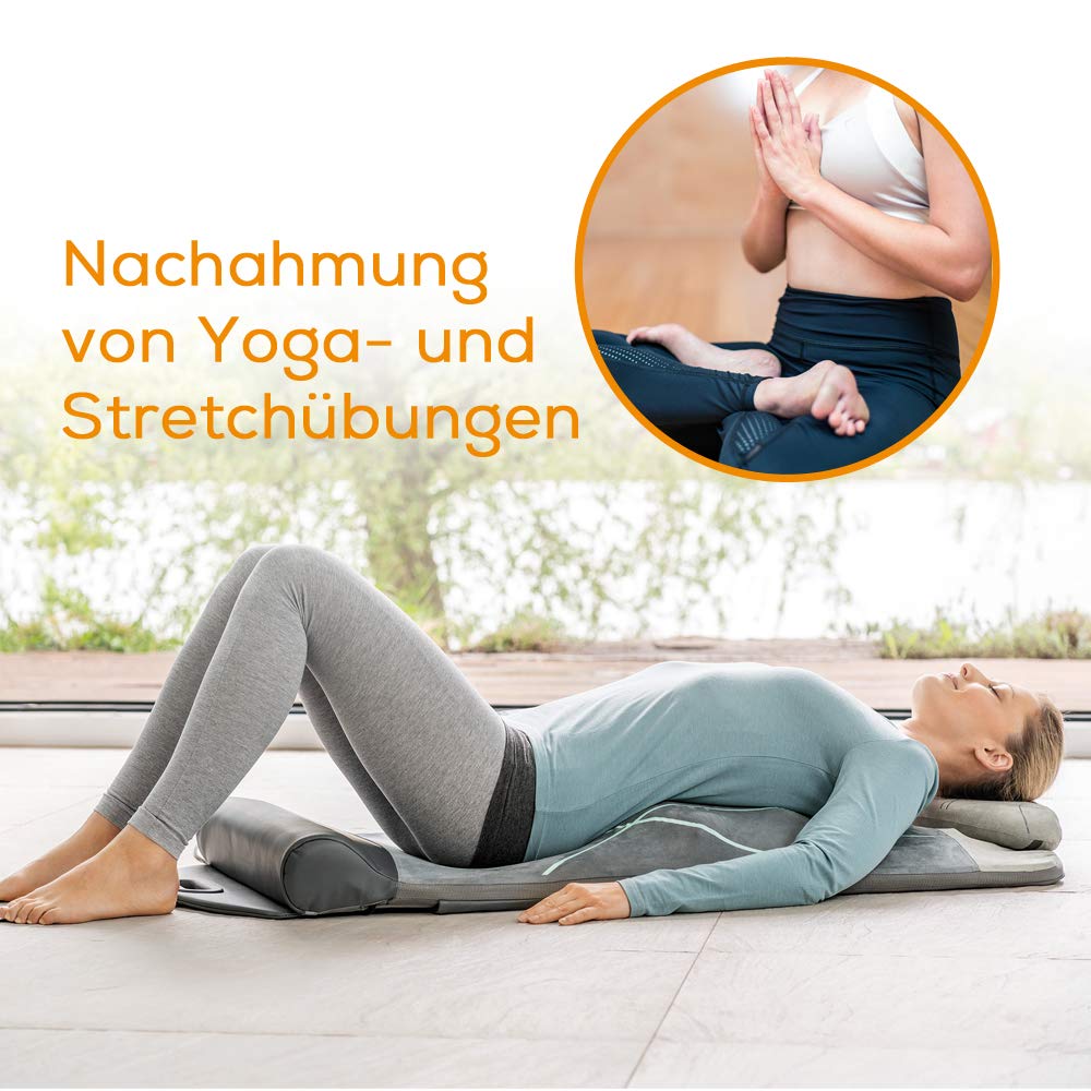 Yoga- und Stretchmatte MG 280 mit Luftdruck- und Vibrationsmassage, 7 Luftkammern, 4 Programme, Wärmefunktion, faltbar, grau