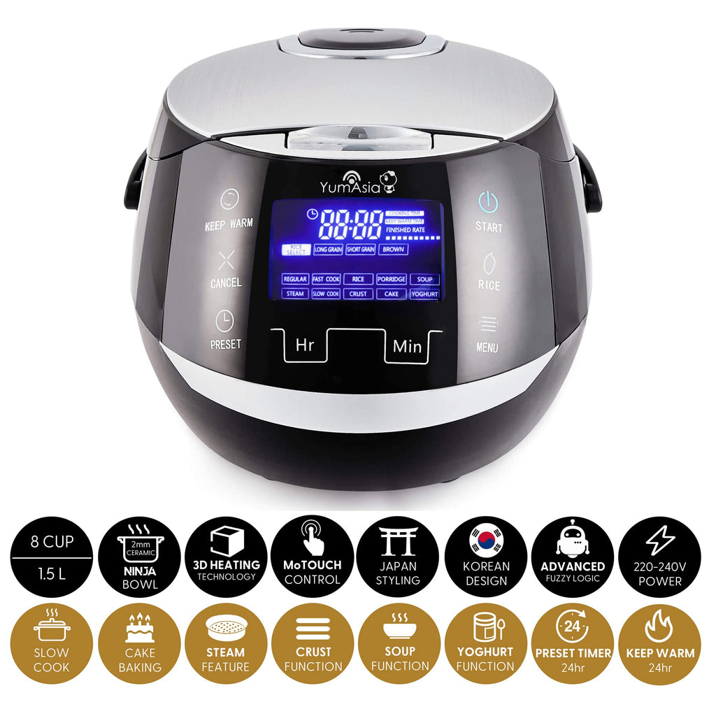 Cuiseur à riz intelligent Sakura 1,5L avec bol céramique 8 tasses logique floue avancée 6 fonctions de cuisson