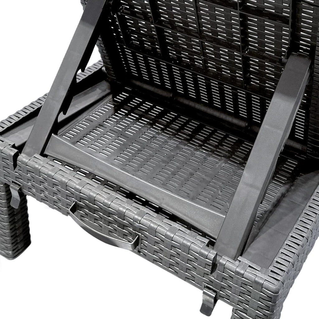 Bain de soleil jardin pliable dossier réglable en résine imitation rotin avec coussin lot de 2 dimensions 186 x 60 x 29 cm