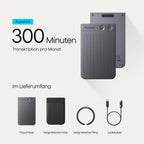 KI-Diktiergerät Plaud Note mit 64 GB, 30 Std. Aufnahme und magnetischer Hülle in Schwarz
