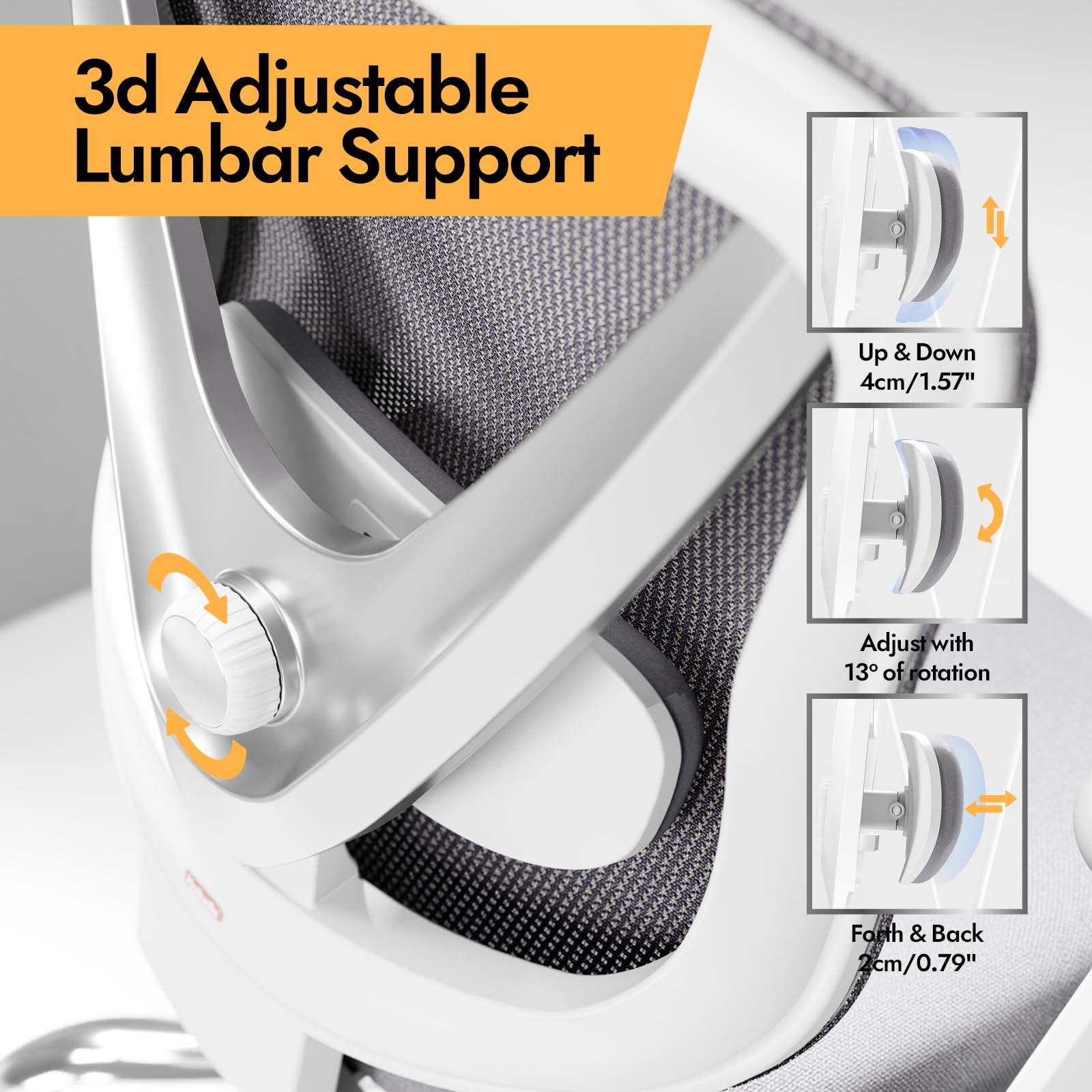 Chaise de bureau ergonomique V Chair Vchair-GR avec support lombaire 3D accoudoirs réglables 3D appui-tête réglable dossier en maille blanc