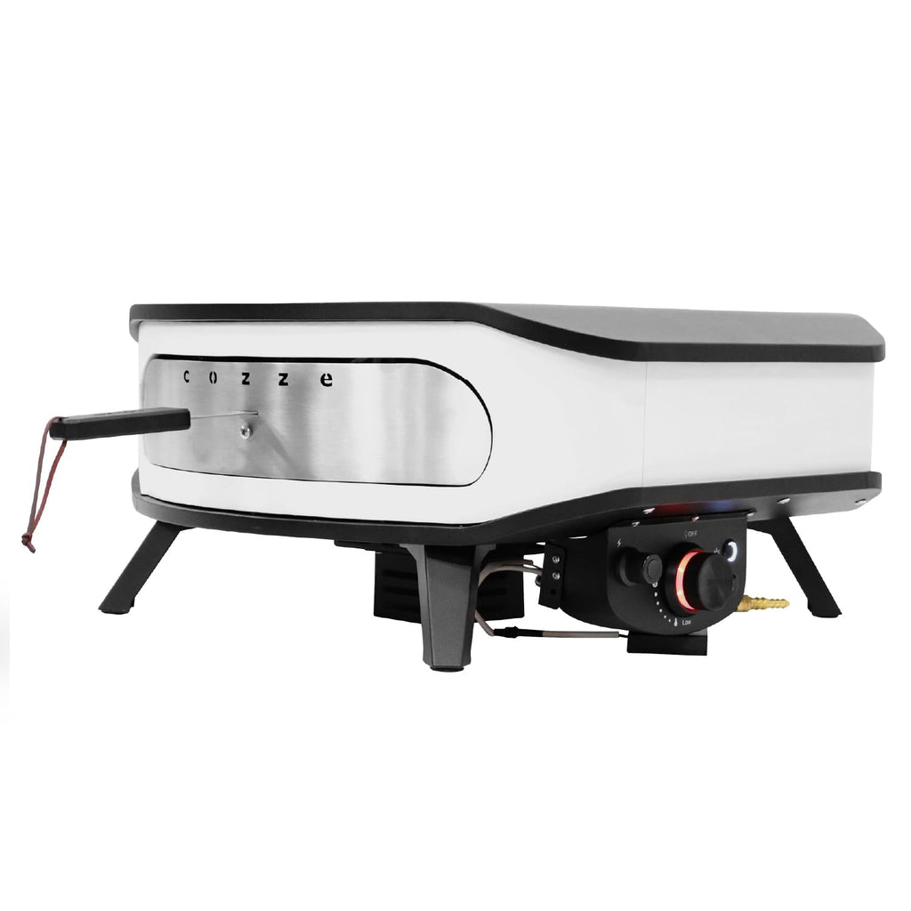17"""" Gas-Pizzaofen mit rotierendem Pizzastein, LED und Tür, 50 mbar, inkl. Regler und 1,1 m Gasschlauch, Ø42,5 cm Stein