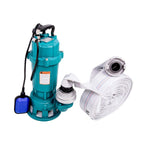 Fäkalienpumpe 1500 W mit Zerkleinerer und Schwimmer, Tauchpumpe 230 V, 300 L/min, 18 m Hubhöhe, inkl. 2"""" Kupplung und 30 m Schlauch