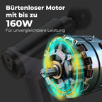 Massagepistole mit App und 7 Aufsätzen inkl. Koffer, 160-W-Motor, 5 Intensitäten, bis zu 360 Min. Laufzeit