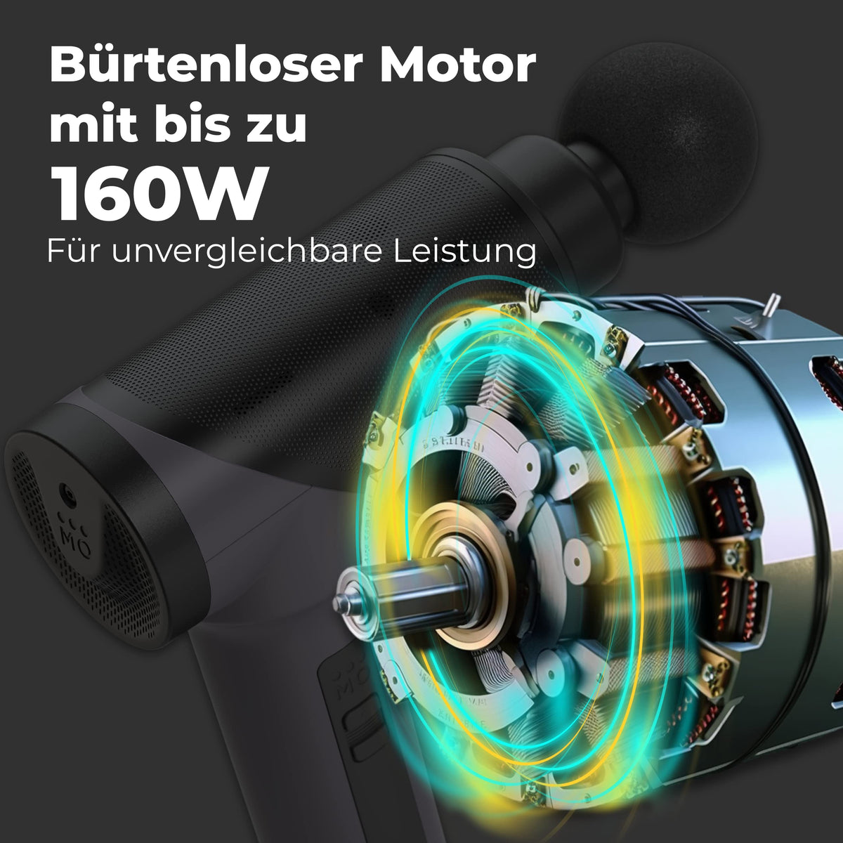Massagepistole mit App und 7 Aufsätzen inkl. Koffer, 160-W-Motor, 5 Intensitäten, bis zu 360 Min. Laufzeit
