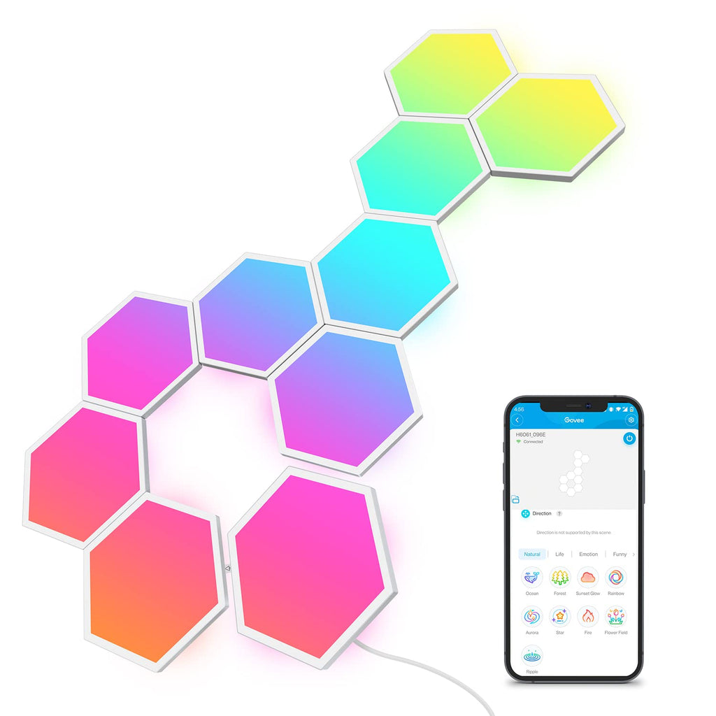 LED Hexagon Wandpaneele RGBIC Gaming Wandleuchten App-Steuerung Musik-Synchronisation Szenenmodi Timer und Sprachsteuerung