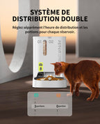 Distributeur automatique de croquettes pour chat avec caméra HD 1080P WiFi 2,4G double trémie 5L contrôle par application bol inox