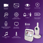 Babyphone vidéo SCD891/26 avec caméra écran 3,5 pouces zoom numérique x4 vision nocturne audio berceuses et capteur température