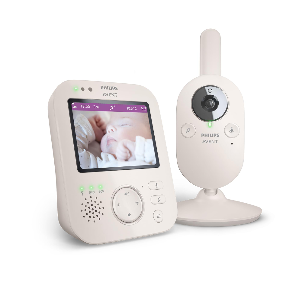 Babyphone vidéo SCD891/26 avec caméra écran 3,5 pouces zoom numérique x4 vision nocturne audio berceuses et capteur température