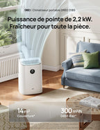 Climatiseur mobile AC318S 7500 BTU 3-en-1 refroidissement ventilation déshumidification avec contrôle WiFi et kit fenêtre