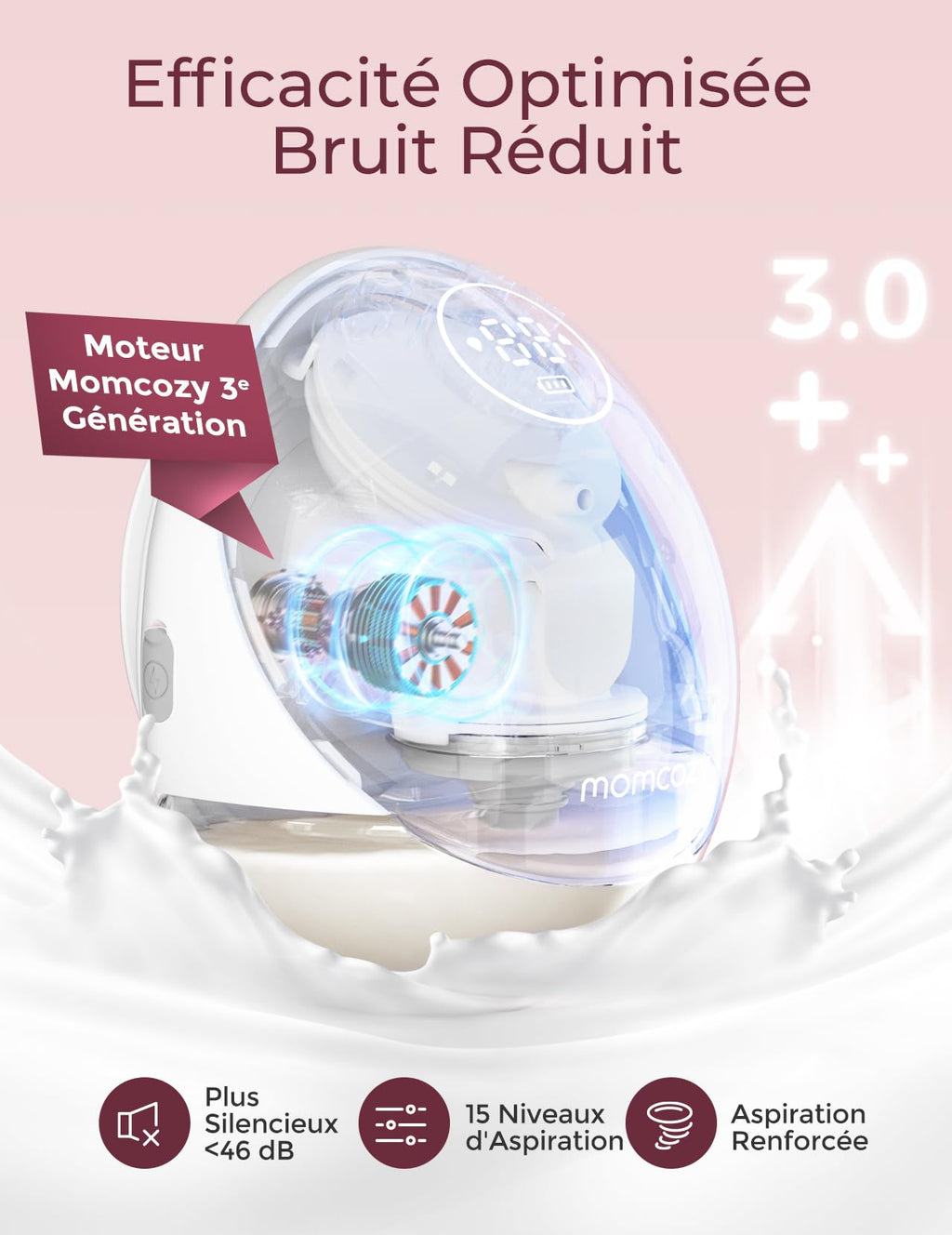 Tire-lait électrique mains libres M9 Mobile Flow double pompe avec contrôle application 15 niveaux 150 ml lot de 2