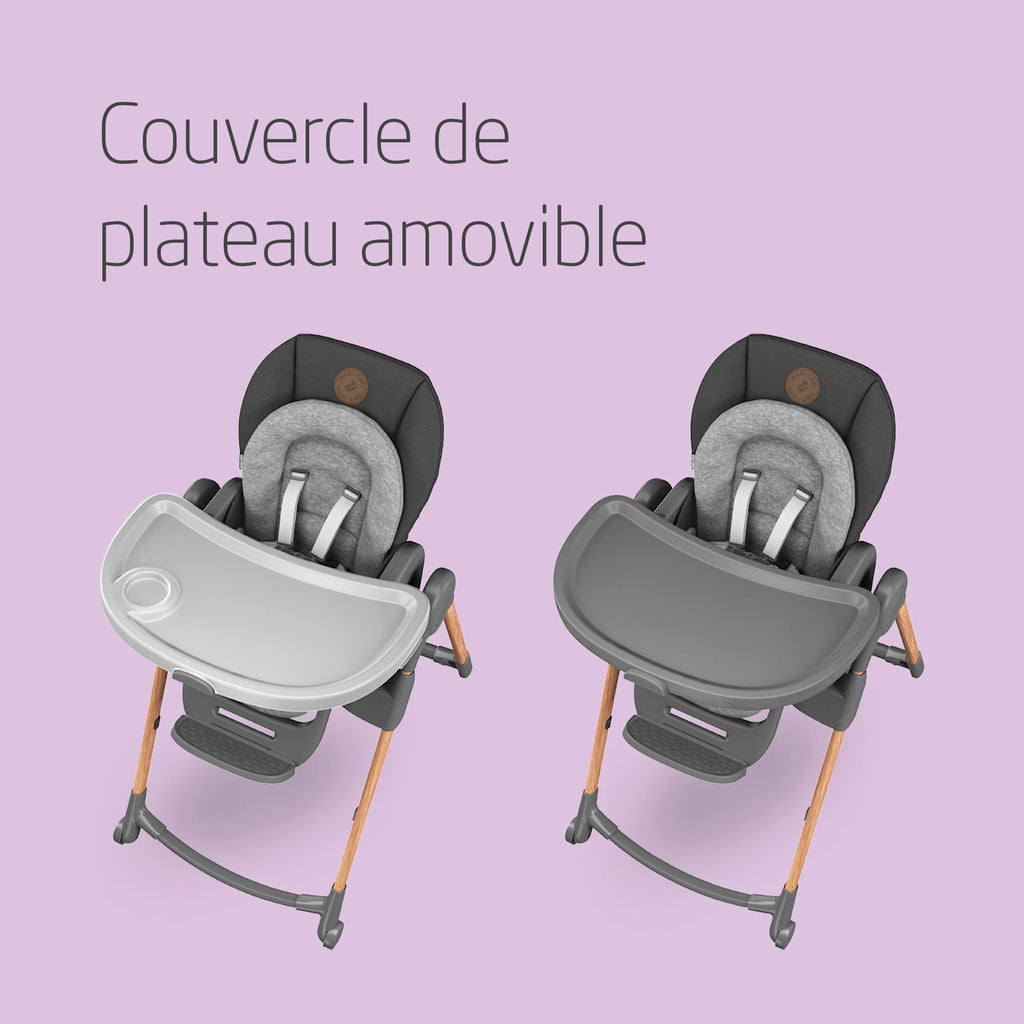 Chaise haute bébé évolutive Minla 2713750110 réglable 9 hauteurs 5 inclinaisons pliable jusqu'à 60 kg Essential Graphite