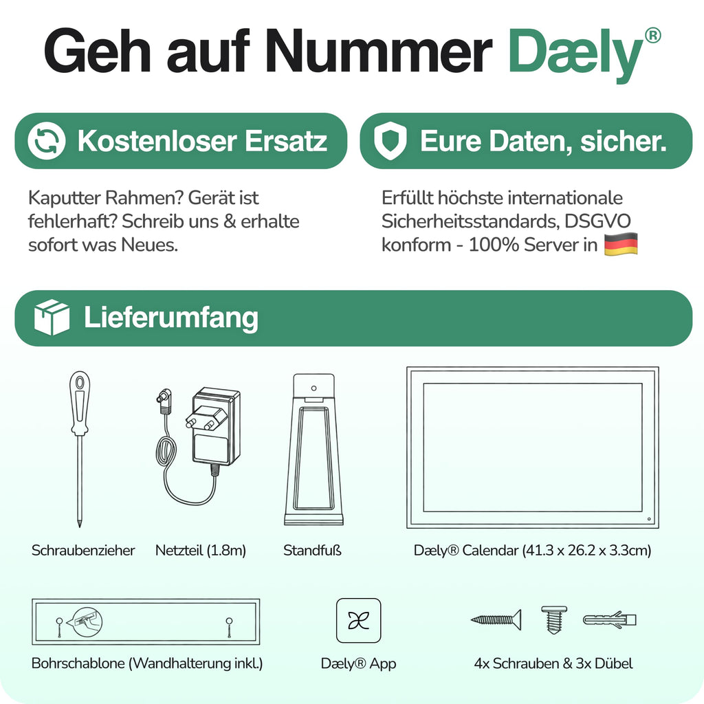 Digitaler Familienkalender 15,6"""" mit FHD Touchscreen und App für iOS und Android, Wandkalender zur Familienorganisation