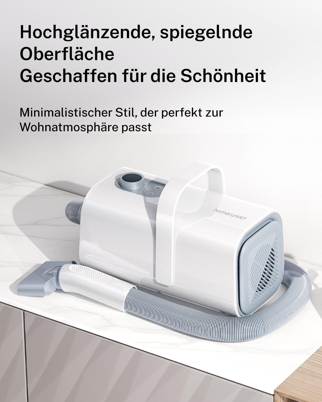 Hundefön mit 120 m/s Luftgeschwindigkeit, 43 dB, 3 Temperaturstufen und 99-stufiger Gebläseregelung, inklusive 3 Aufsätze