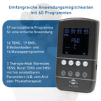 TENS-EMS Kombigerät X9B 4 Kanäle 60 Programme 99 Intensitätsstufen mit 12 Elektroden Ladegerät und Softcase