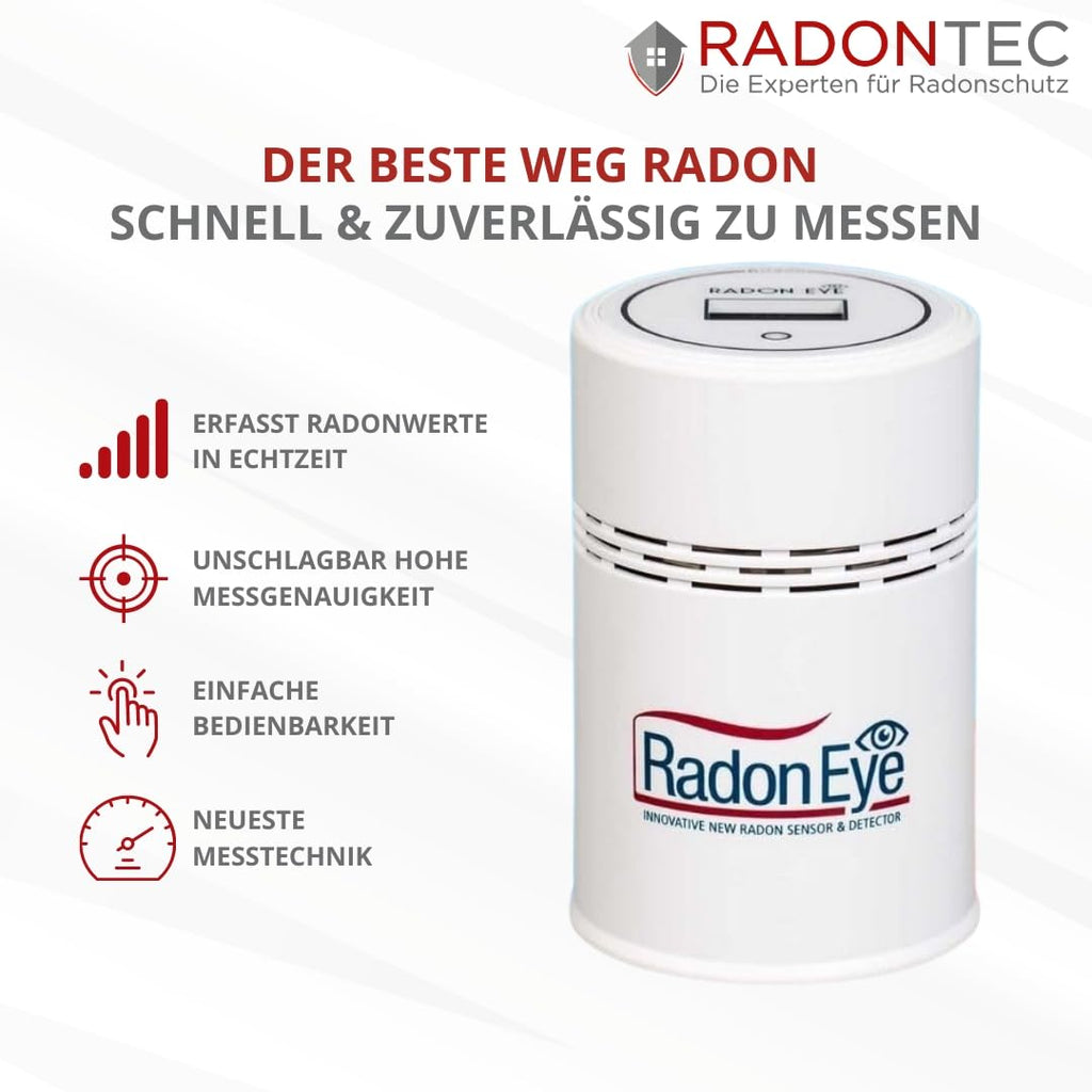 Digitales Radonmessgerät RadonEye RD200 für Zuhause, Keller und Arbeitsplatz mit Echtzeitmessung, App und Langzeitmessung