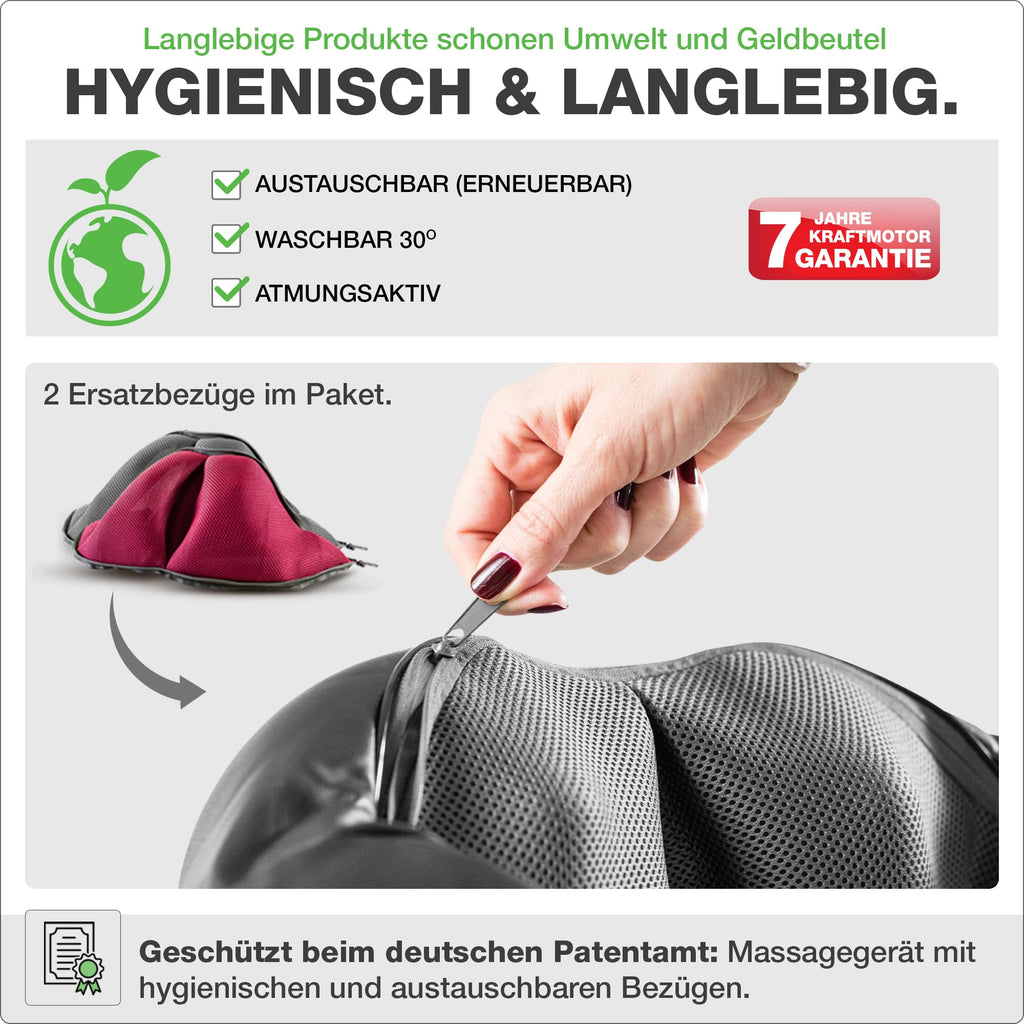 Nackenmassagegerät kabellos mit Wärme und Vibration, Shiatsu Wickelmassagegerät wiederaufladbar