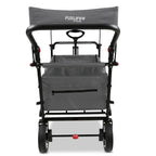 Faltbarer Bollerwagen FX-CT700 für 2 Kinder, grau, mit gepolstertem Innenraum, Sonnendach und Feststellbremsen, 75 kg Tragkraft