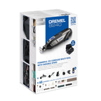 Akku-Multitool 12V 2Ah mit 2 Akkus, 5 Aufsätzen und 65 Zubehören in Dremel Box zum Schneiden, Gravieren, Schleifen und Polieren