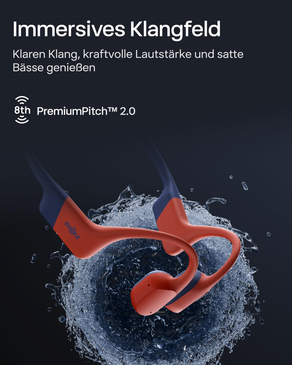 Knochenschall-Schwimmkopfhörer OpenSwim Pro S711 mit 32 GB MP3-Player und Bluetooth, Rot