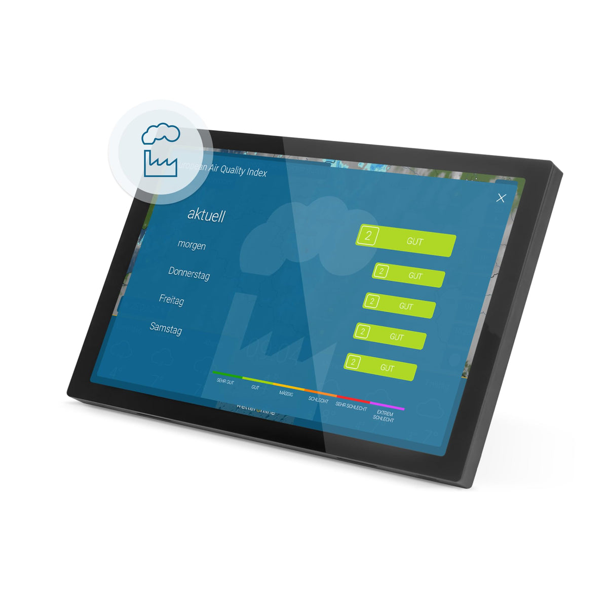 WLAN-Wetterstation wetteronline home 4 mit WetterRadar und 11-Zoll-Full-HD-Display, 14-Tage-Vorhersage und Unwetterwarnungen