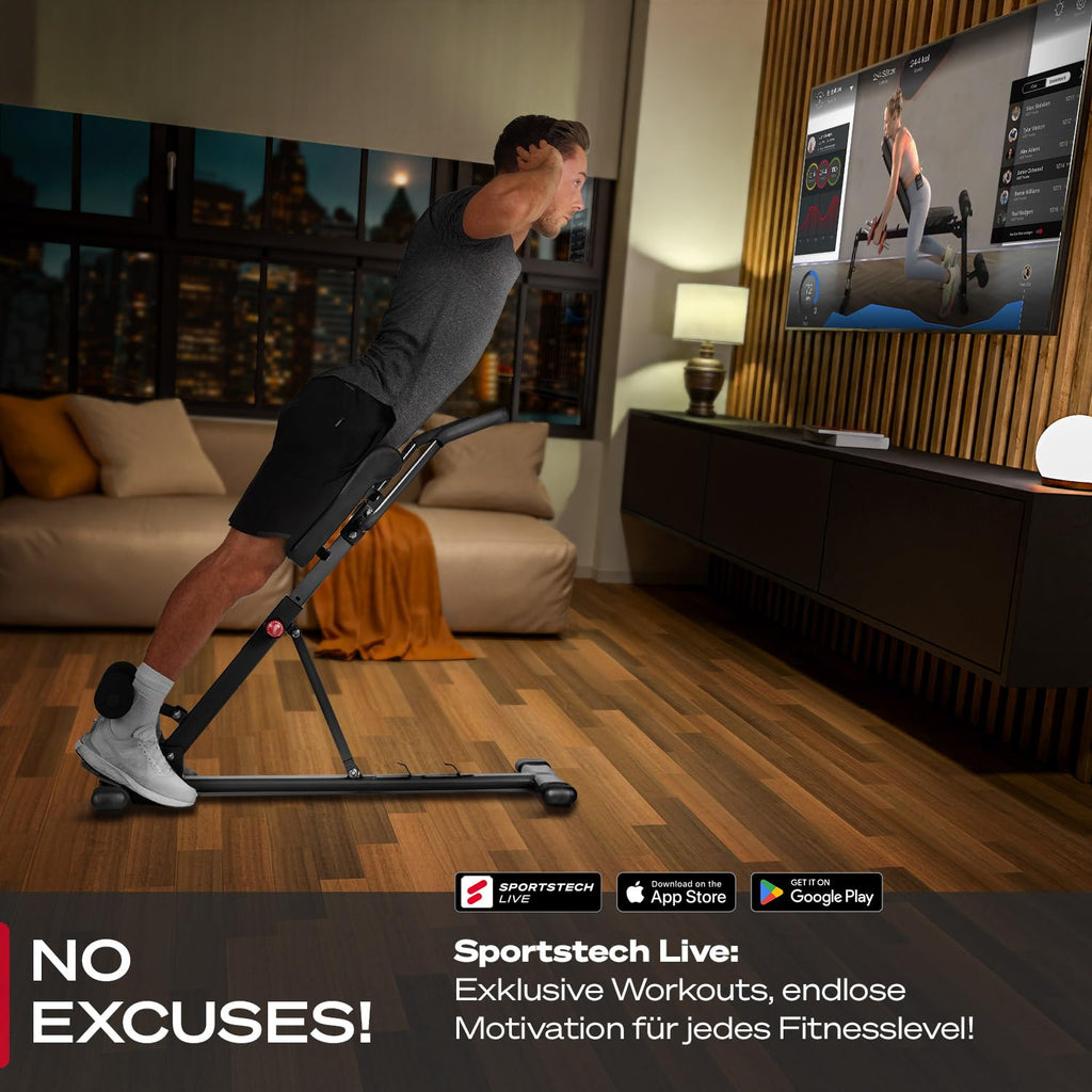 Hyperextension Rückentrainer für Zuhause, klappbar BRT150 mit 6-fach verstellbarer Polsterschiene und 130 kg Belastbarkeit