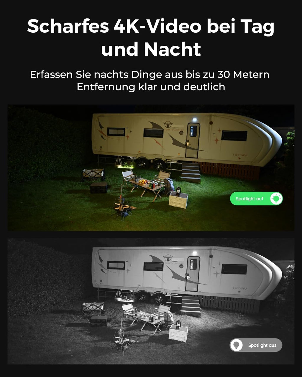 4K 3G/4G LTE Solar Überwachungskamera mit SIM Karte, 360° PTZ Auto-Tracking und KI-Erkennung für Menschen, Fahrzeuge und Haustiere